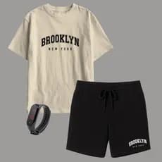 Kit Camiseta Algodão Infantil e Short Moletinho Várias Cores + Brinde