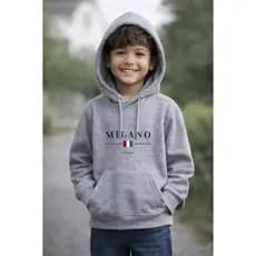 Blusa Moletom Infantil Canguru Milano Com Capuz Casual Inverno