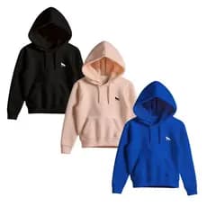 Kit 3 Moletom Infantil Canguru Com Capuz Diversas Cores Promoção Inverno