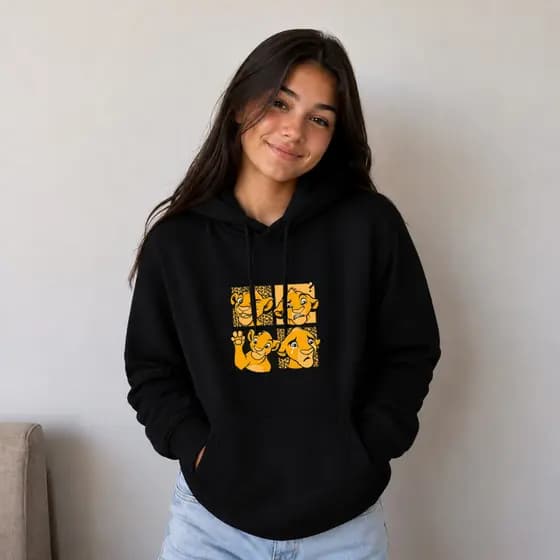 Moletom Infantil Feminino Canguru Rei Leão Com Capuz