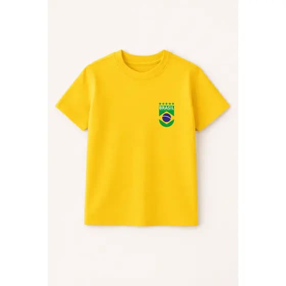 Camiseta Infantil Brasil Copa Do Mundo 2026 Unissex 100% Algodão Menino Menina
