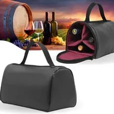 Wine Bag - Bolsa Porta Vinhos para Transporte de 3 Garrafas Presente - Preta