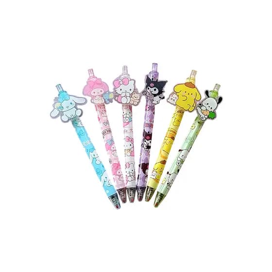 Caneta fofa com pingente 3D com bixinhos da turma da Hello Kitty