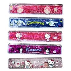Régua acrílica 20cm com glitter da turma da Hello Kitty