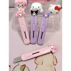 Estilete retrátil fofo da turma da Hello Kitty, material escolar, papelaria fofa, ferramenta, Sanrio
