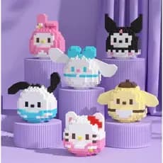 Boneca de montar Turma da Hello Kitty, Coleção Damo Egg, nano blocos, enfeite