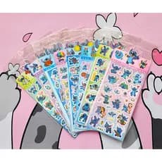 Cartela de adesivos holográficos do Stitch, papelaria fofa