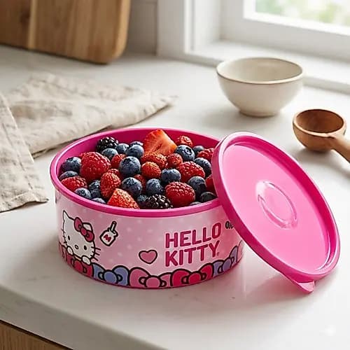 Organizador redondo baixo de 370ml da Hello Kitty
