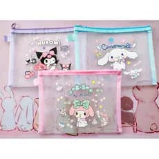 Necessaire Mesh (telada) para documentos e objetos da turma da Hello Kitty