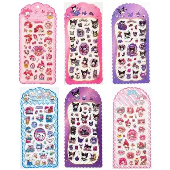 Cartela de Adesivos Sanrio com relevo, à prova d’água