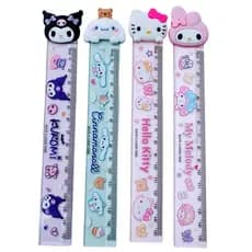Régua fofa acrílica 15cm - Turma da Hello Kitty, material escolar, papelaria fofa, sanrio