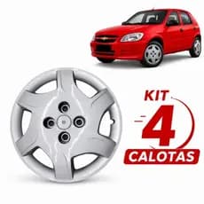 Jogo 4 Calotas Aro 13 Chevrolet Celta/Corsa Classic Wind/Onix  - Prata 1074