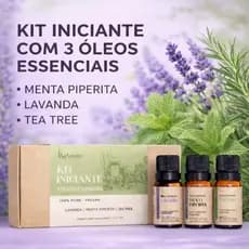 Kit 3 Óleos Essenciais Iniciante Aromaterapia Via Aroma 10ml - Lavanda, Menta Piperita e Tea Tree