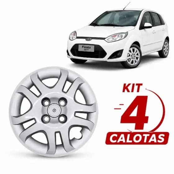 Jogo 4 Calotas Ford Fiesta Hatch e Sedan Aro 14 Todos Os Anos - Prata 3001
