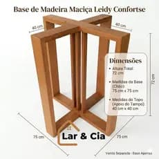 Base de Mesa Madeira Eucalipto Leidy Confortse Moderna Reforçada e Sofisticada