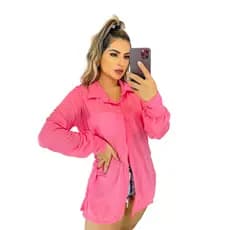 Saída de praia Chemise Curta Feminina Tendência do Verão