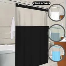 Cortina Box com Visor Transparente Em PVC Para Banheiro Anti Mofo Com Ganchos Varias Cores