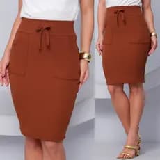 Saia Midi Lapis Feminina Com Bolsos Social Secretaria Casual