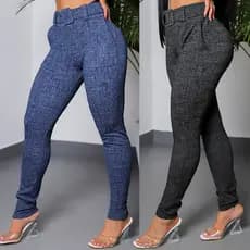 Calça Feminina Cintura Alta Social Casual Elegante Legging Skinny