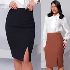 Saia Midi Feminina Preta Evangélica Social Trabalho Confortável