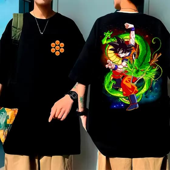 Camiseta Oversized Algodão Premium Dragon Ball Goku Shenlong Sete Esfera