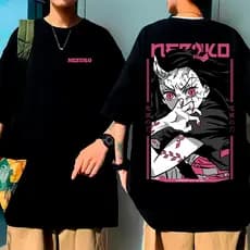 Camiseta Oversized Nezuko Oni Anime Mangá Camisa Unissex 100% Algodão