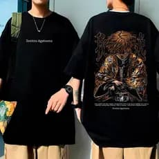 Camiseta Oversized Anime Estampada Zenitsu Demon Slayer Unissex 100% Algodão