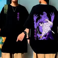 Camiseta Oversized Anime Estampada Yuta Jujutsu Kaisen Unissex 100% Algodão Feiticeiro