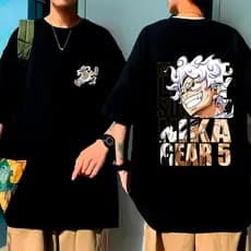 Camiseta Overiszed Camisa Algodão Anime Figure One Luffy Action Cosplay One Piece Luffy Gear 5