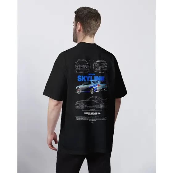 Camiseta Skyline Carros Velozes e Furiosos Brian O’Conner Malha Premium 100% Algodão com Logo