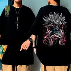 Camiseta Oversized Gojo Anime Mangá Jujutsu Kaisen Feiticeiro Unissex 100% Algodão