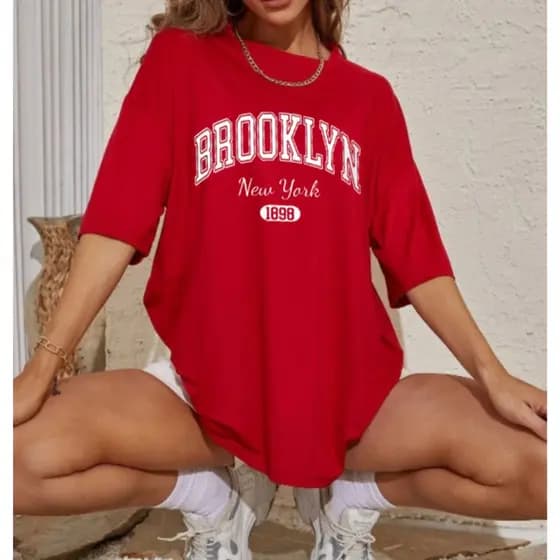 Camiseta Unissex New York Oversized Streetwear Brooklyn Lançamento Camiseta 100% Algodão 30.1