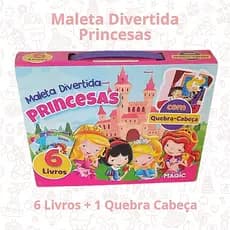 Maleta Divertida 6 Livros e Quebra cabeça Princesas