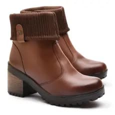 Bota Coturno Feminina Canelada Com Meia Estilosa e Confortável