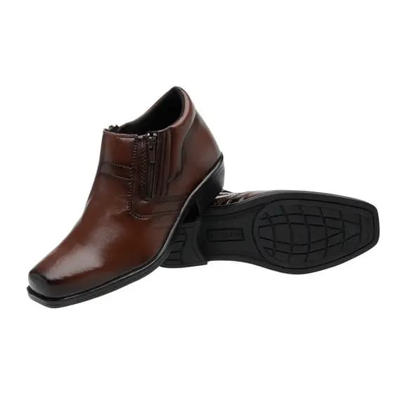 Bota Masculina Social Couro Sintético com Ziper