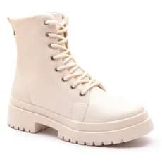 Bota Coturno Feminino Com Cadarço e Zíper Lateral