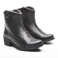 Bota Western Coturno Feminino Com Zíper Lateral