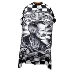 Capa de Corte Cabelo Barba Profissional p/ Barbeiro Cabeleireiro Zíper Estampada