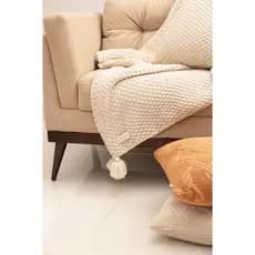 Manta Para Sofa Sala Cama Tricot Peseira Pompom 150x90 Modelo Istambul