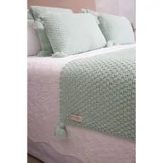 Kit Peseira Manta Pompom Sofá Cama Queen 230x60cm + 2 Capas Modelo Istambul