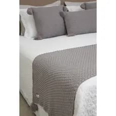 Kit Peseira Manta Pompom Sofá Cama Solteiro 150x60cm + 2 Capas Modelo Istambul
