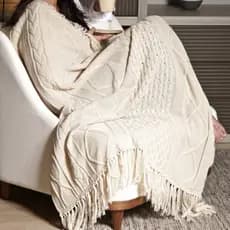Manta Decorativa Tricot Com Franja Para Sofa Sala Cama 120x150cm Chicago