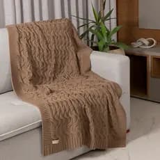 Manta Peseira Para Cama Sofa Quarto Sala Decorativa Tricô 150x90cm Modelo Maldivas