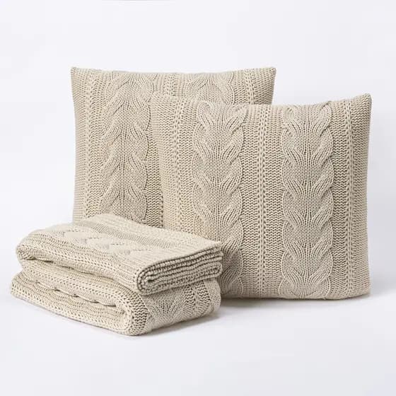 Kit Manta Peseira Cama Queen Casal Sala Sofa 230x60 + 2 Capas Almofada Viena