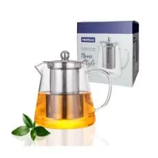 Chaleira Bule De Vidro Com Infusor E Tampa Inox Chá 750ml - FRATELLI