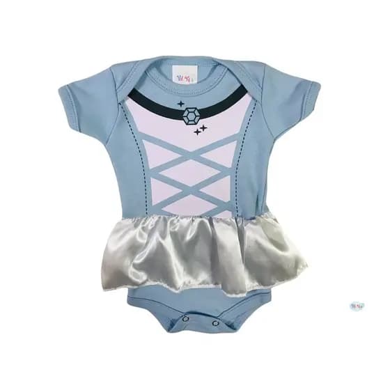 Bodie Tematico Cinderela - Tamanhos P ao G -Veste 0 a 12 meses.