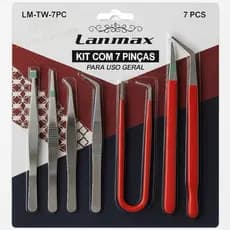 Kit Pinças Costura E Pequenos Reparos Eletrônicos 7pçs Cor Vermelho