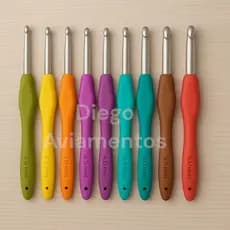 Agulhas Croche Cabo MACIO Emborrachado  Kit Com 9