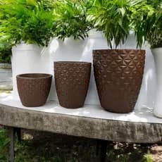 kit 3 Vasos Para Plantas Jardim Flor Coluna Diamante Luxo Decorativo P,M,G