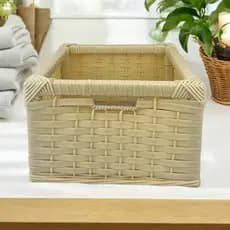 gaveta caixa organizadora sem tampa  porta objetos para closet banheiros  fibra sintético vime junco 25x29x15
